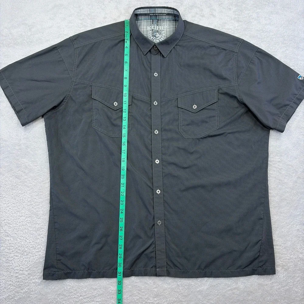 Kuhl Eluxor Shirt Mens XXL Gray Short Sleeve Button Down Outdoors Hiking Summer - Picture 6 of 7